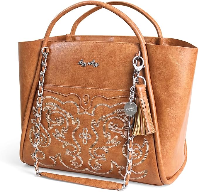 Itzy Ritzy Boss Tote Diaper Bag, Vegan Leather with Changing Pad | Includes Stroller Straps, 4 Pockets, Removable Tassel & Spacious Interior for Stylish Organization of Baby Essentials & More - Image 2