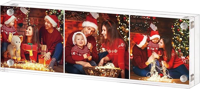 Boxalls 2x6 Inches Acrylic Picture Frame, Double Sided Clear Frameless Photo Frame with Magnetic Desktop Transparent by BOXALLS