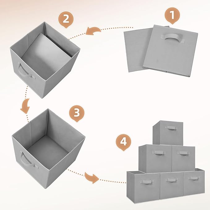 STORAGE MANIAC Storage Cubes, 11 Inch Collapsible Storage Bins with Handles, 4 Pack Fabric Foldable Bins for Organization, Durable Storage Bins for Closet, Shelves, Offices, 4-Pack Grey - Image 6