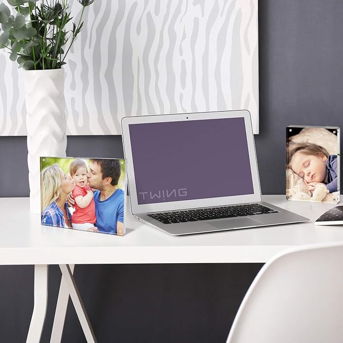 3.5x5 Acrylic Frame 1 Pack,20MM Thicker Frameless Clear Picture Frame | Freestanding Double Sided Magnetic Picture Frame,Acrylic Picture Frames for Desktop Display with Microfiber Cloth,Gift Ideal - Image 6