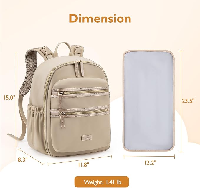mommore Diaper Bag Backpack, Neoprene Mini Travel Bag for Newborn | Water-resistant neoprene Small diaper backpack with Insulated Pockets & Stroller Straps - Image 6