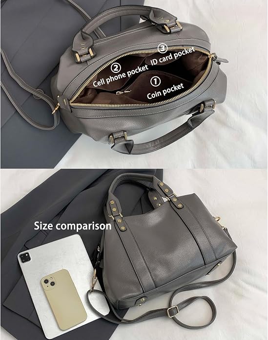 Handbags and Purses for women Vegan Leather Tote Bag for Women Satchel Shoulder Bags Travel Purse with Compartments - Image 5
