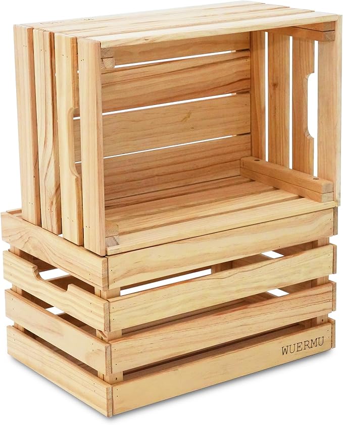 Wooden Crates are Suitable for Storage, Milk crates, Wine Crates, Toy Crates, Display and Decoration, Camping, and Other Purposes. They are Sturdy and Durable, set of 2 Length of 17.7 inches. - Image 3