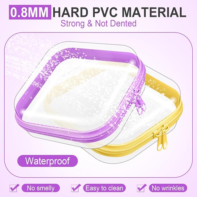 Sanwuta 6 Clear Hard Zipper Case,Colorful,5 X 5 X 2 Inch | Pencil Case Pouches ,Makeup Bag,Plastic Toiletry Diaper Bag ,Travel Toy Storage,Waterproof Organizer Bins - Image 4