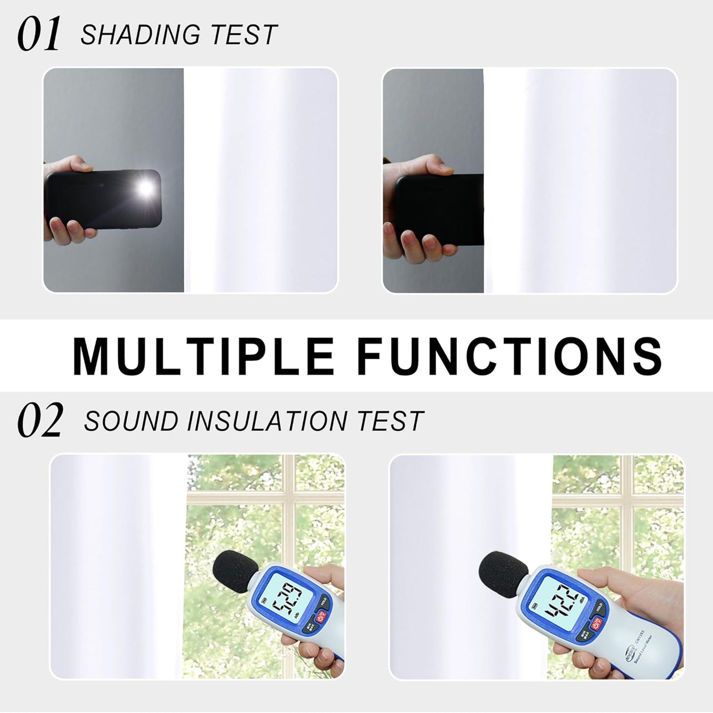 XWZO 100% Blackout Curtains 2 Panels with Tiebacks- Heat and Full Light Blocking Window Treatment with Black Liner for Bedroom/Nursery, Rod Pocket，White, W52 x L84 Inches Long, Set of 2