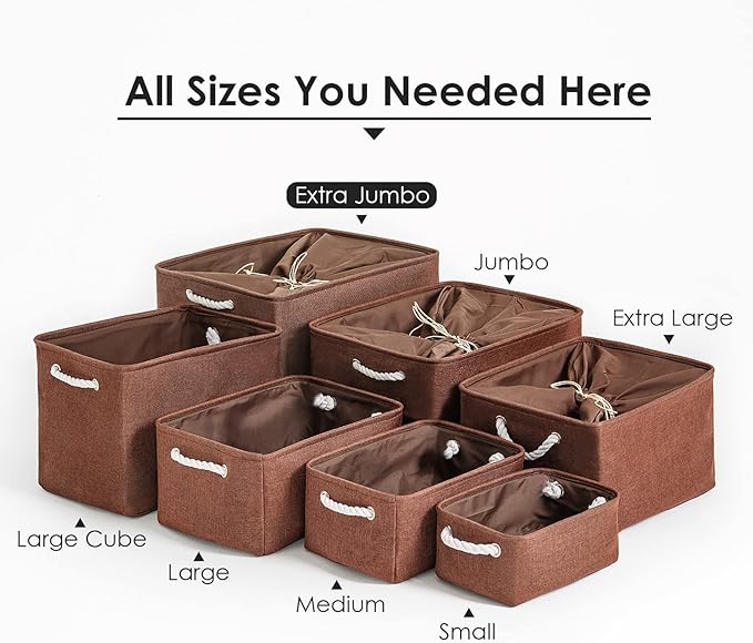 Organization and Storage for Organizing - Extra Jumbo 3 Pack 20.5x15.7x13.8 inch Fabric Storage Bin for Shelves, Storage cubes for Decorative Shoes Towel Blanket Closet (Brown) - Image 4