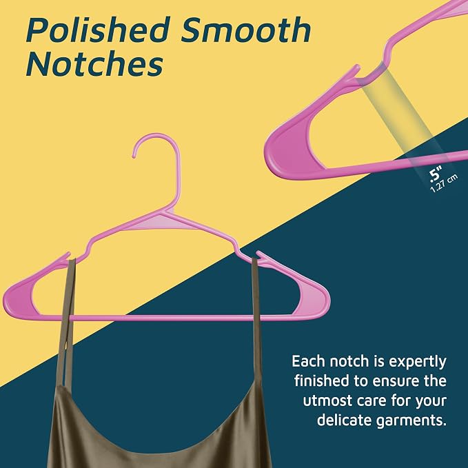 Lifemaster Plastic Clothes Hangers – Heavy Duty Hanger Set, for Organizing Clothes, Dresses, and Coat, Holds Up to 5 lbs, Space-Saving Hangers with Non-Slip Shoulder Grooves, Pack of 120, Pink - Image 7
