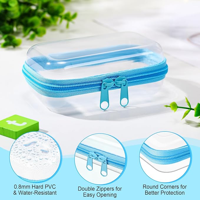 Sanwuta 6 Clear Hard Zipper Case,Colorful,5 X 3 X 2 Inch | Pencil Case Pouches ,Makeup Bag,Plastic Toiletry Diaper Bag ,Travel Toy Storage,Waterproof Organizer Bins - Image 3