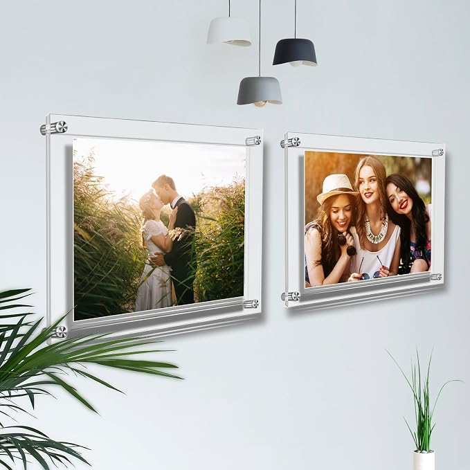 AMEITECH Acrylic Floating Picture Frame, 11x14 Double Panel Clear Wall Mount Document Certificate Frames (Inner Max Size is 9 x12.5 inch) | Wall Mount Document Certificate Frames, Transparent Hanging Pictures Frames for Gallery Wall (Inner Max Size is ... - Image 5