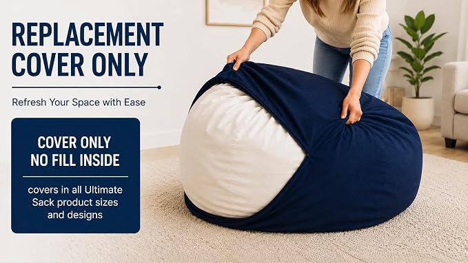 ULTIMATE SACK | 6 Ft Bean Bag Chair Replacement Cover Only | Red Suede | Removable Washable Cover only - Image 2