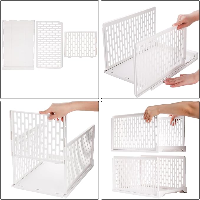 AVLA 4 Pack 38" Stackable Plastic Storage Basket, Plastic Foldable Closet Organizer Storage Bins, Wardrobe Storage Box Clothes Drawer Shelf Container for Cupboard Bedroom Dorm Bathroom Kitchen Office - Image 3