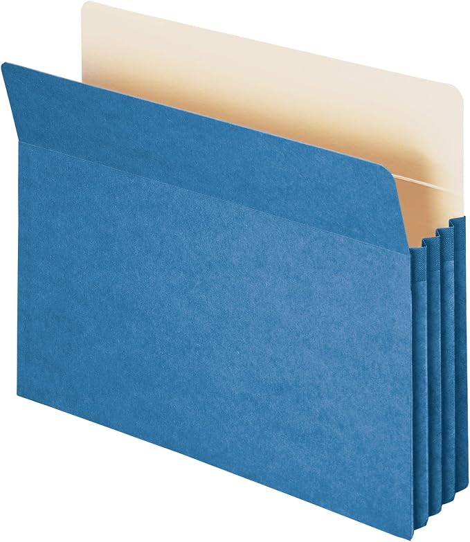 Smead File Pocket, Straight-Cut Tab, 3-1/2" Expansion, Letter Size, Blue, 25 per Box (73225) by SMEAD