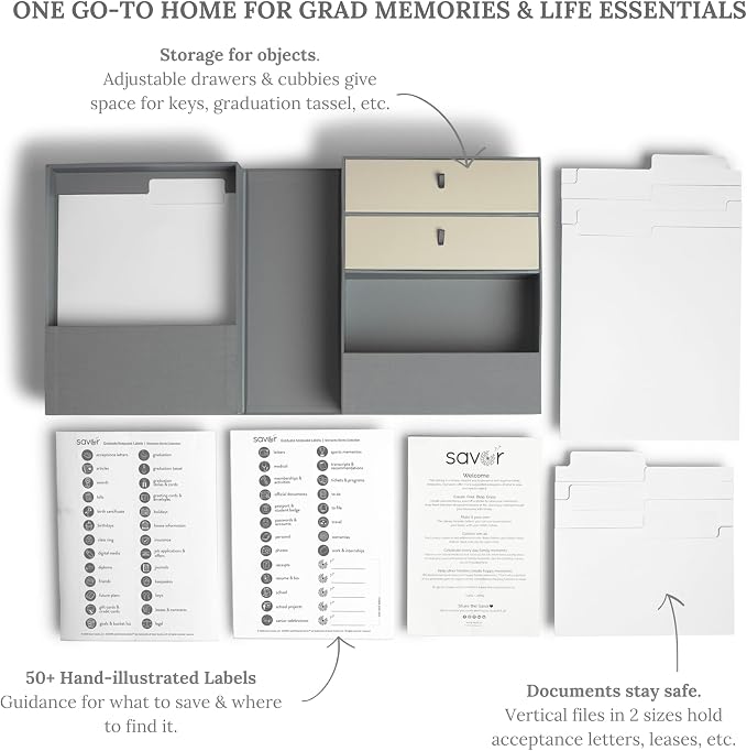 Personalizable Life Essentials & Graduate Keepsake Organizer | Keep High School and College Graduation Memorabilia Organized and Safe in One Convenient Home with this Gift for Students and Grads - Image 4