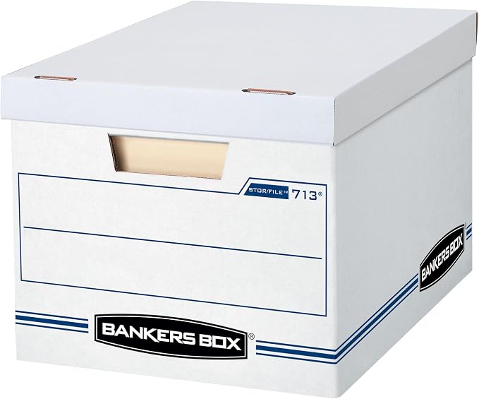 Bankers Box 30-Pack Basic-Duty File Storage Box with Lid, Letter/Legal | Tame everyday paperwork with affordable file boxes, lift-off lids, and reinforced handles for simple record storage. by BankersBox