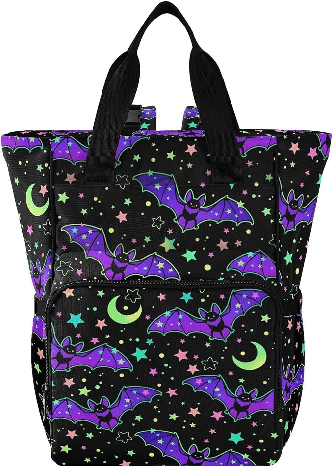 MNSRUU Diaper Bag Magic Galaxy Bat Diaper Bag Backpack Multifunction Travel Diaper Bag Tote Large Capacity Diaper Changing Backpacks for Moms Dads by MNSRUU