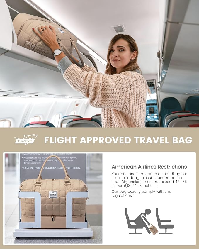 LOVEVOOK Large Duffle Bag for Travel, Puffer Weekend Bags for Women Travel Tote, Carry on Duffel Bag for Airplanes, 18 Inch Personal Item Bag Gym Bag Women, Coffee - Image 4