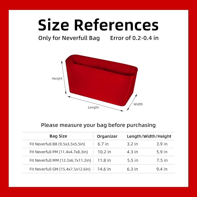 DGAZ Silk Purse Organizer Insert for Neverfullbag(Rouge moyen,MM) | Soft and Lightweight,Perfect Fit,Multi-pocket Storage,Bag Protector,Luxury Bag Care,Handmade,for Smooth Bag Organizer - Image 7