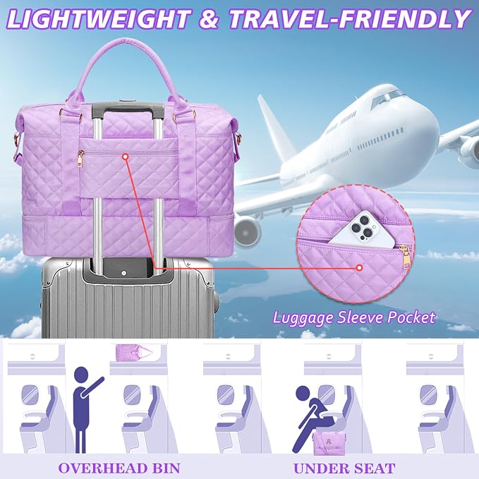 Personalized Gifts for Women Weekender Duffle Bags(Purple,Z) | Hospital Bag for Women Labor Delivery-Overnight Gym Bag with Shoe Compartment - Image 8