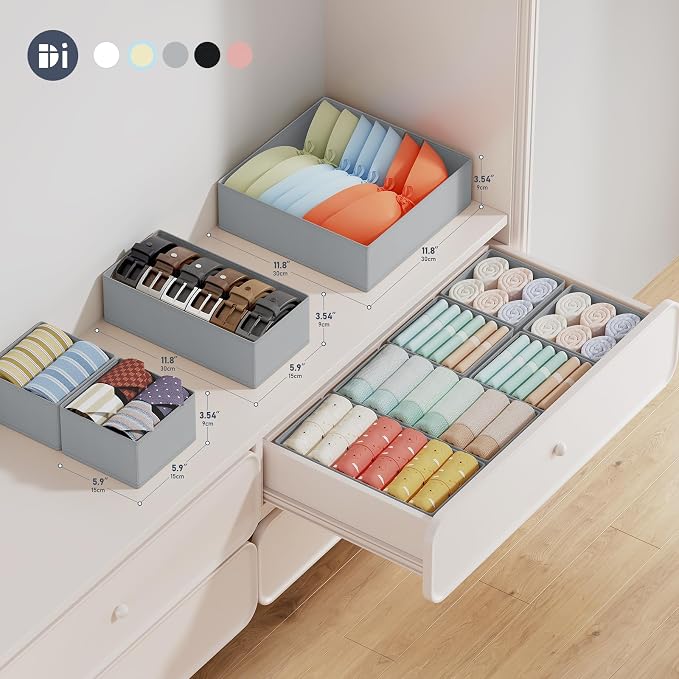 DIMJ Drawer Organizer Clothes Storage - 18 Pack Baby Dresser Organizer for Nursery, Foldable Closet Drawer Organizer Bins for Bedroom Organization, Fabric Storage Dividers for Socks, Underwears, Bras - Image 2