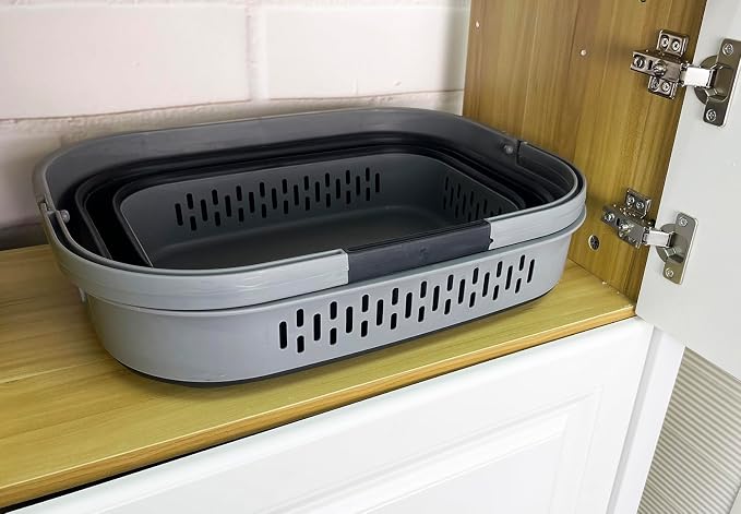 SAMMART 38L (10 Gallon) Collapsible Plastic Laundry Basket - Portable Pop-Up Storage Container/Organizer – Foldable Space Saving Laundry Hamper (2, Grey/Black) - Image 8