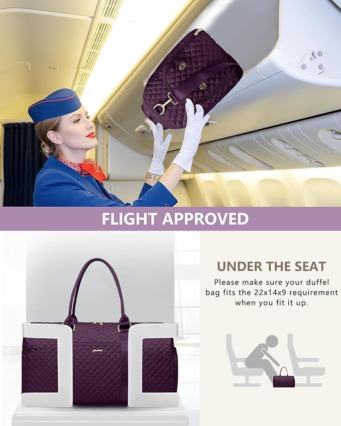 Women Weekender Travel Duffle Bag: Travel Duffel Overnight Bags with Shoe Compartment Large Carry on Tote with Toiletry Bag Weekend Traveling Yoga Gym Hospital Bag for Women with Wet Pocket Purple - Image 7