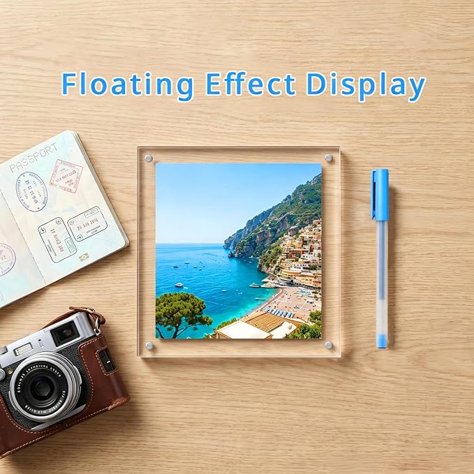 Meetu Acrylic 5x5 Picture Frame 5 Pack Clear Two Sided Desk Photo Frame Magnetic Frame Inner Size 4x4 with Gift Pack for Display Family Pictures Baby Photos Friends Pictures Pet Dog Picture - Image 4