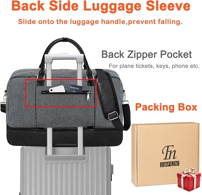 Weekender Bags for Women, 21" Travel Duffle Bag with Shoe Compartment | 3PCS Carry On Overnight Large Duffel Bag with Crossbody Bag and Toiletry Bag for Weekend Travel Gym Hospital Business Trip - Image 5