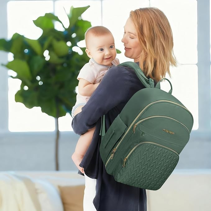 Baby Diaper Bag Backpack, Waterproof Diaper Backpack for Mom & Dad with Changing Pad, Insulated Pockets and Stroller Straps, Baby Shower Gifts for Girls & Boys, Sage - Image 2