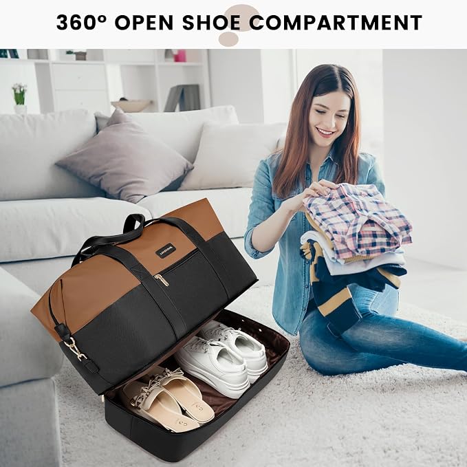LOVEVOOK Weekender Bag for Women, Large Duffle Bag for Travel with 2 Packing Cubes, Carry on Overnight Bag with Shoe Compartment, Mom Hospital Bags for Labor and Delivery - Image 4