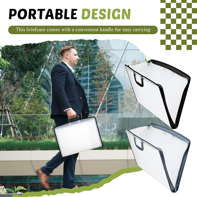 Dunzoom 2 Pack 11 x 17 Art Portfolios, Expanding File Organizer with 13 Pocket for Artwork, Painting Document Binder with Handle, Zipper and 120 Pcs Sticky Labels, Oxford Cloth Edge (Black and Grey) - Image 6