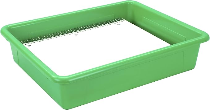 Storex Letter Size Flat Storage Tray – Organizer Bin with Non-Snap Lid for Classroom, Office and Home, Assorted Colors, 5-Pack (62534A05C) - Image 10