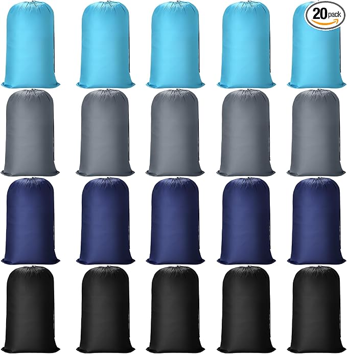 Nuogo 20 Pcs Large Laundry Bags Bulk, 38 x 24 Inch, 4 Solid Colors by Nuogo