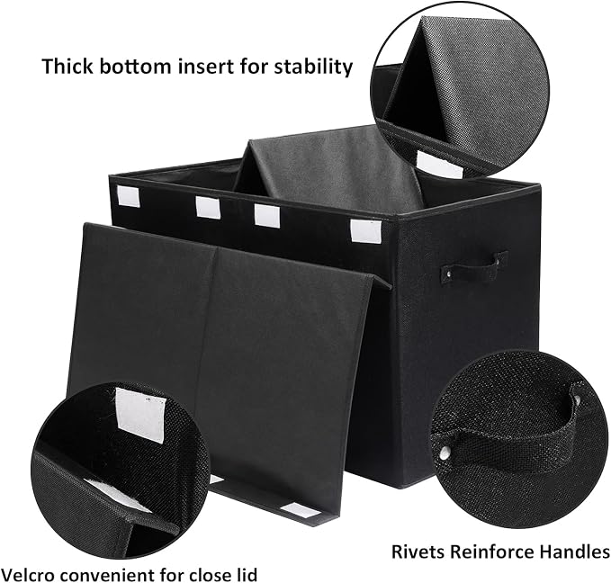 122L Large Toy Box Chest Storage with Lid, Collapsible Kids Toy Storage | Toy Chest with with Removable Divider for Kids, Boys, Girls, Nursery, Living Room, Bedroom, 26"x17" x17" (Linen Black) - Image 3
