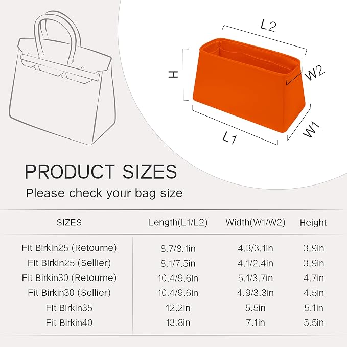 Fits for Brikin Bag Insert Organizer For Hermes(35,Orange) | Premium Silk Material,Smooth Touch,Lightweight,zipper,protect from scratches & stains,multiple pockets,keychain,waterproof - Image 8