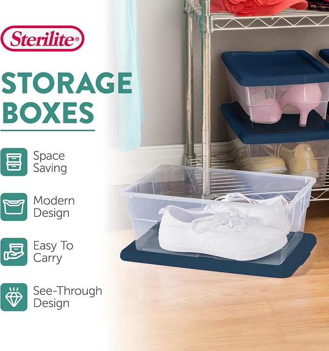 Sterilite Stackable 6 Quart Home Storage Box with Handles and Lid for Efficient, Space Saving Household Storage and Organization, (10 Pack) - Image 3