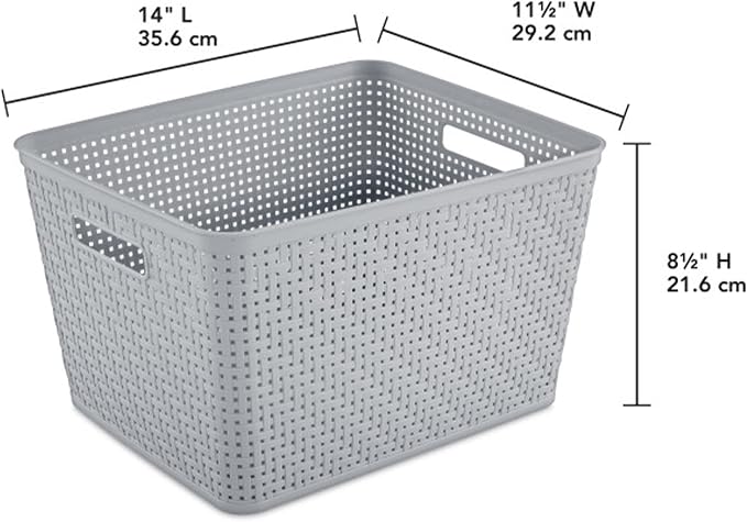 Sterilite 12 Pack Plastic Storage Bin Organization Containers, Tall Baskets, Cement - Image 2
