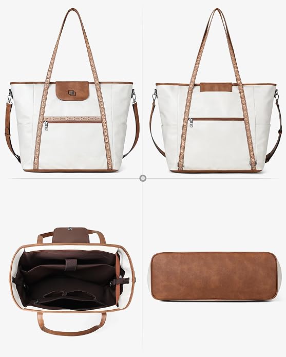 Large Laptop Tote Bag for Women Designer Leather Laptop Bag, 15.6in | Fashion Travel Backpack Purse Shoulder Handbag Fits 15.6 Laptop, Daily, Work, Business Trip, Weekend Travel, Teacher - Image 7