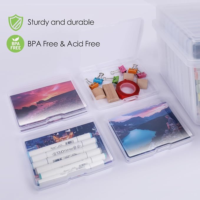 Photo Storage Box 5" x 7", Extra Large Photo Storage Container | 18 Inner Cases, Clear Picture Box with Handle, Seeds Organizer for Pictures, Arts, Crafts, Sewing, Stickers, Office Supplies - Image 4