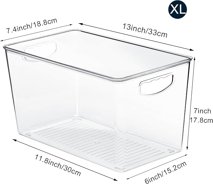theaoo XLarge Clear Storage Bins with Lids, Stackable Containers, 4 Pack | Pantry Organization And Storage For Kitchen, Fridge, Garage And Cabinets. Clear Design Keeps Items Organized - Image 2