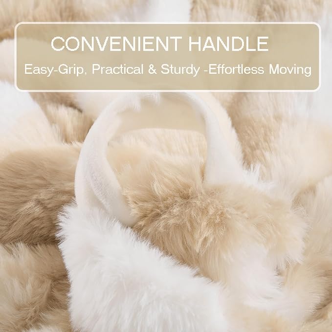 Fluffy Faux Rabbit Fur Bean Bag Chair Cover(No Filler),Cozy Shaggy Bubble Stuffed Animal Storage Large Bean Bag Cover for Bedroom Living Room,Fuzzy Bean Bag Cover Girls Teens Adult,Cream and Came - Image 7
