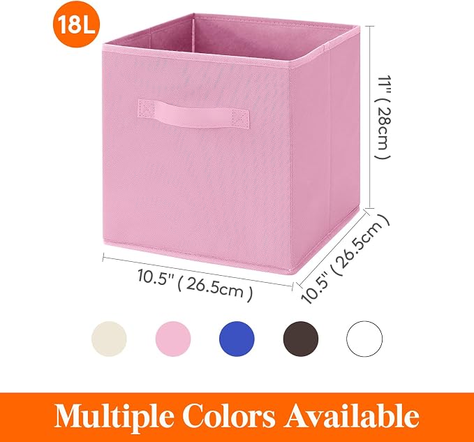 Lifewit Storage Cubes, 11 Inch Organizer Bins, 18L Pink, 12 Packs | Foldable Decorative Fabric Storage Baskets for Organizing Home Organizers with Handles for Shelves, Closet - Image 5
