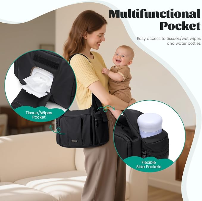 14L Puffer Diaper Bag Tote, Large Capacity Travel Diaper bags, Crossbody Hospital Bag for mom - Image 4