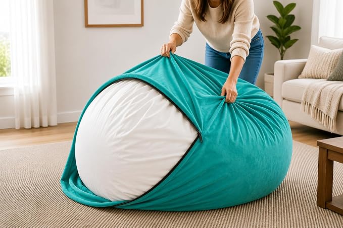 ULTIMATE SACK | 6 Ft Bean Bag Chair Replacement Cover Only | Teal Suede | Removable Washable Cover only by ULTIMATESACK