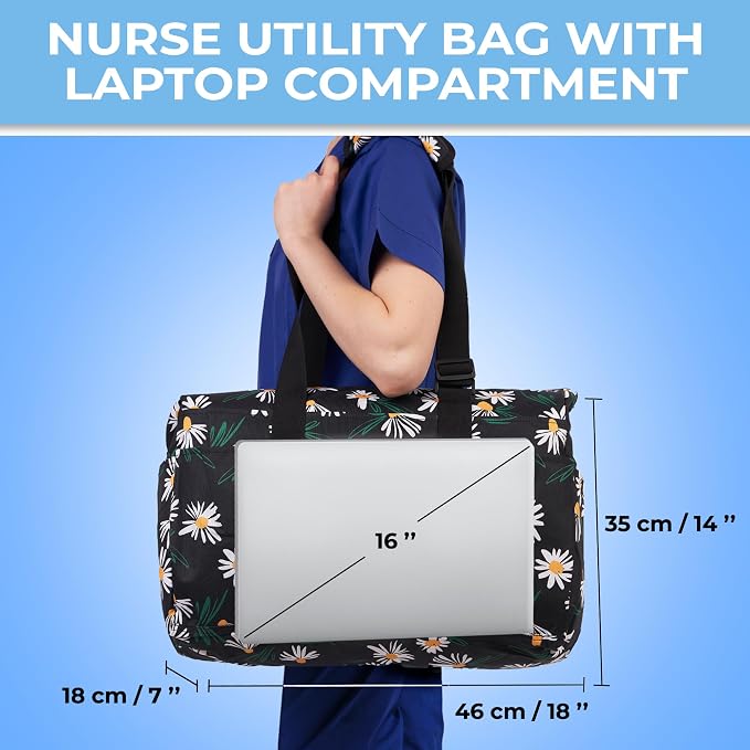 White Peas Nurse Bag & Utility Tote - Waterproof, Top YKK Zip, L18" x H14" x W7" - SHYLERO - Image 7