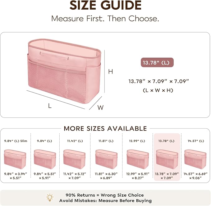 GIVLEFLY Purse Organizer Insert for Tote Bag, 13.78 Inch Satin Bag Organizer, Multi Pocket Handbag Organizer for Everyday Totes - Image 4