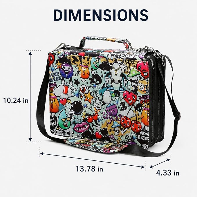 168-Slot Marker Organizer Bag, 3-Layer Case with Strap | 168-slot 3-layer marker bag in twill Oxford fabric with handle, detachable strap, smooth zipper for studio and outdoor use. - Image 2