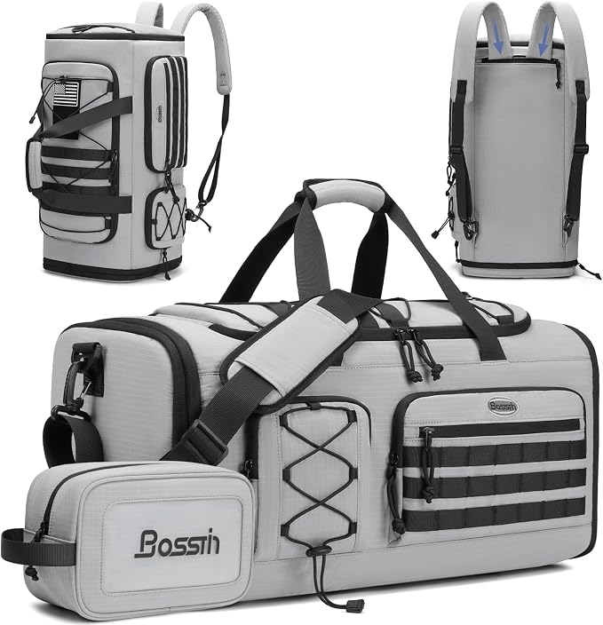BOSSTIN Gym Bag for Men & Women, 45L-50L Expandable Sports Duffle Bag | Convertible Duffel Backpack, Comes with Toiletry Bag, Shoe Compartment & Wet Pocket, for Workout, Weekender, Overnight Travel by BOSSTIN