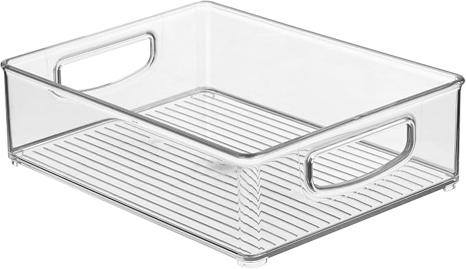 iDesign Plastic Stackable Pantry Bin, Set of 4, Clear | Organizer Bin with Handles, For Cabinets or Fridge - Image 10
