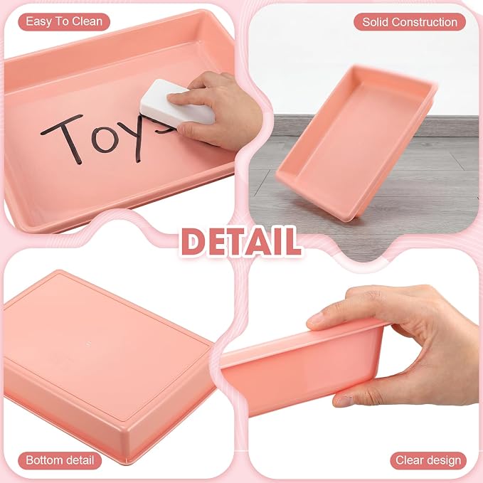 Maitys 15 Pcs Activity Plastic Art Trays 14.57 x 10.63 x 1.77 Inch Large Crafts Organizer Serving Storage Tray for Kids School Classroom DIY Project Painting Home Organizing Supply (Pastel) - Image 3