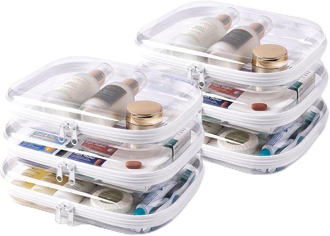 TenKa 6 Pack Clear Hard Shell Zipper Case Large, Hard Plastic Zipper Pouches for Organizing, Stackable Vertical Storage Document Bags for A4 Paper, Puzzles, Board Games & Office Supplies (6L) by TenKa